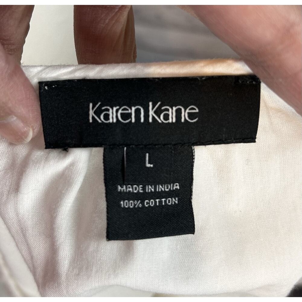 Karen Kane Eyelet Embroidered Top Womens Large 100% Cotton Boho Off White Blouse - Picture 6 of 7